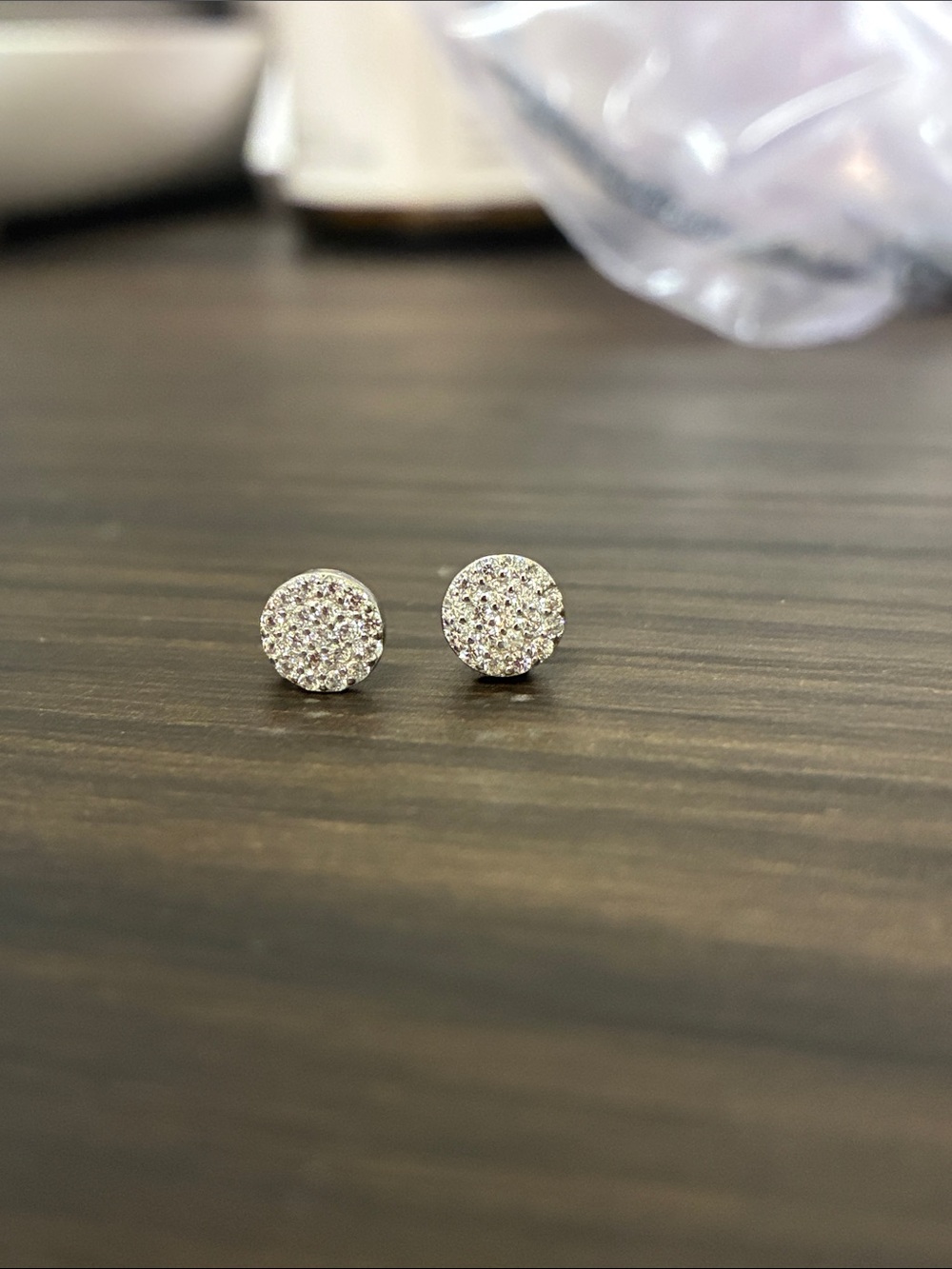 Silver Pavé Crystal Round Stud Earrings